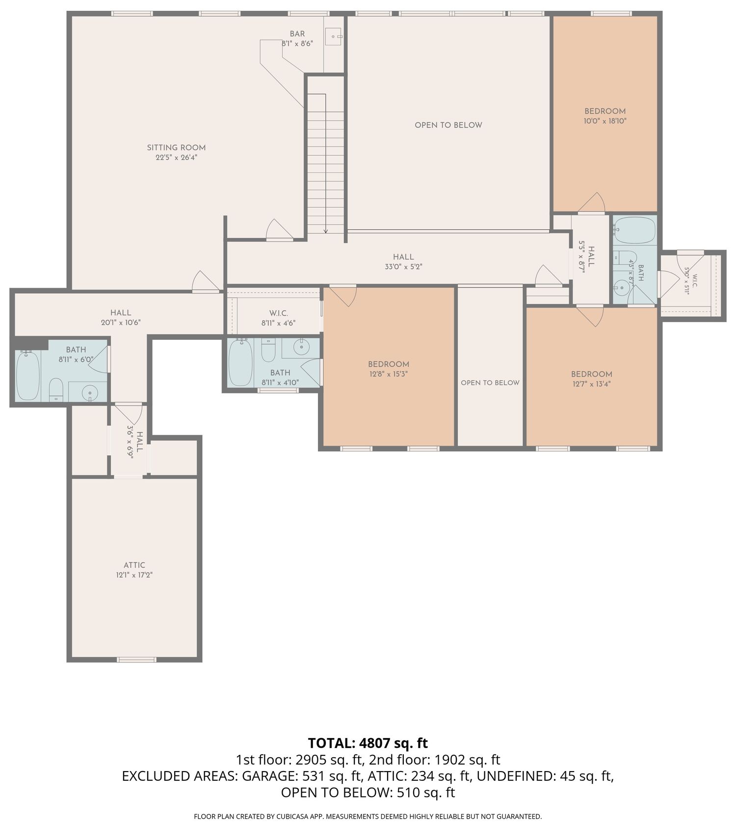 Upper level floor plan