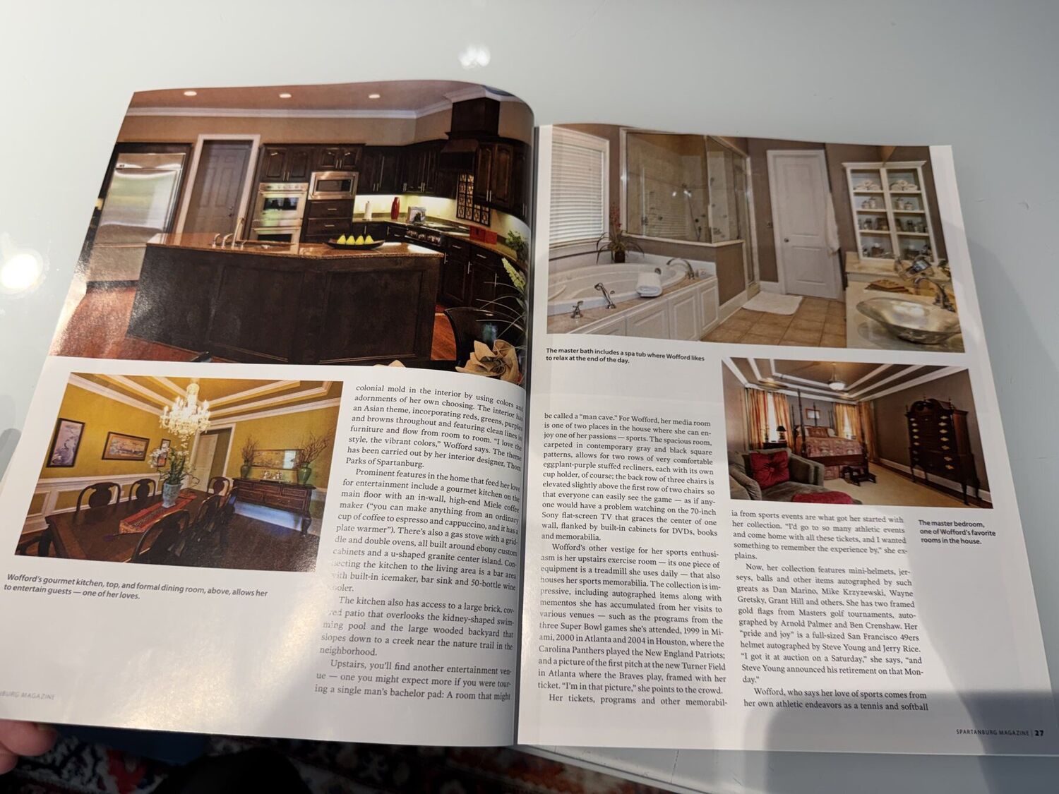 Kitchen, dining room and primary suite pages of the feature