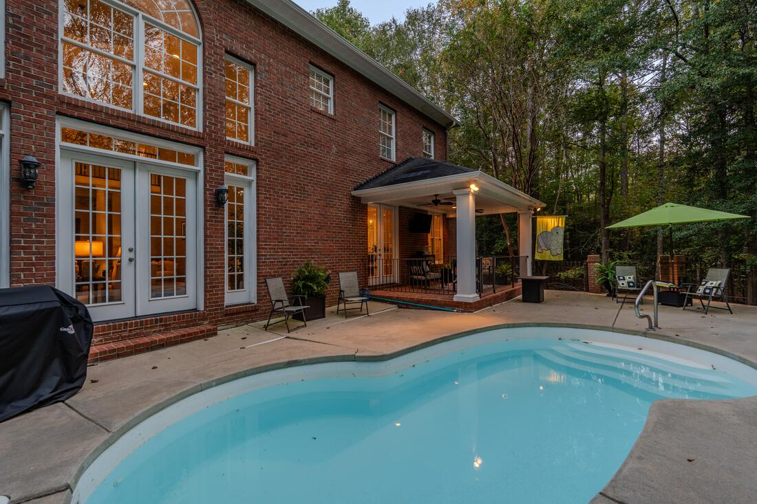 The pool at dusk