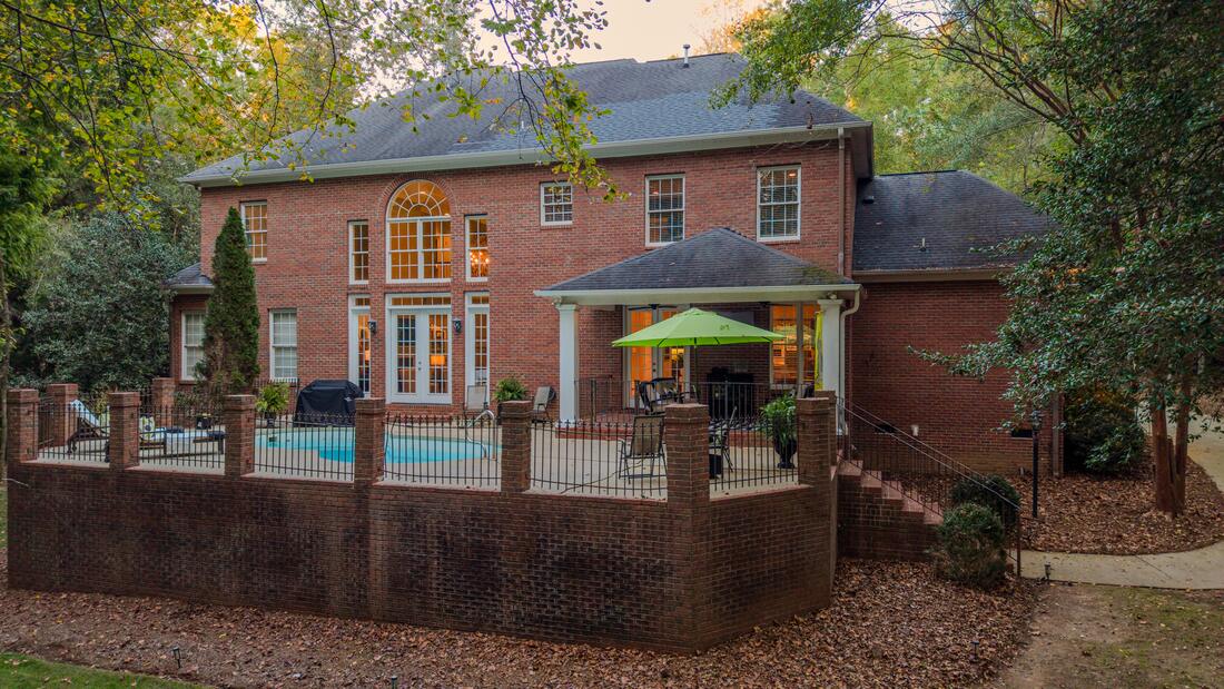 Rear elevation and pool terrace